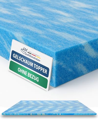 AM Qualitätsmatratzen Topper viscoelástico 80x220 sin Funda - Sobrecolchon Made in Germany - Cubre colchon 80x220 cm de Espuma de Gel Certificado Oeko Tex - Topper de Memory Foam de Gel para colchón