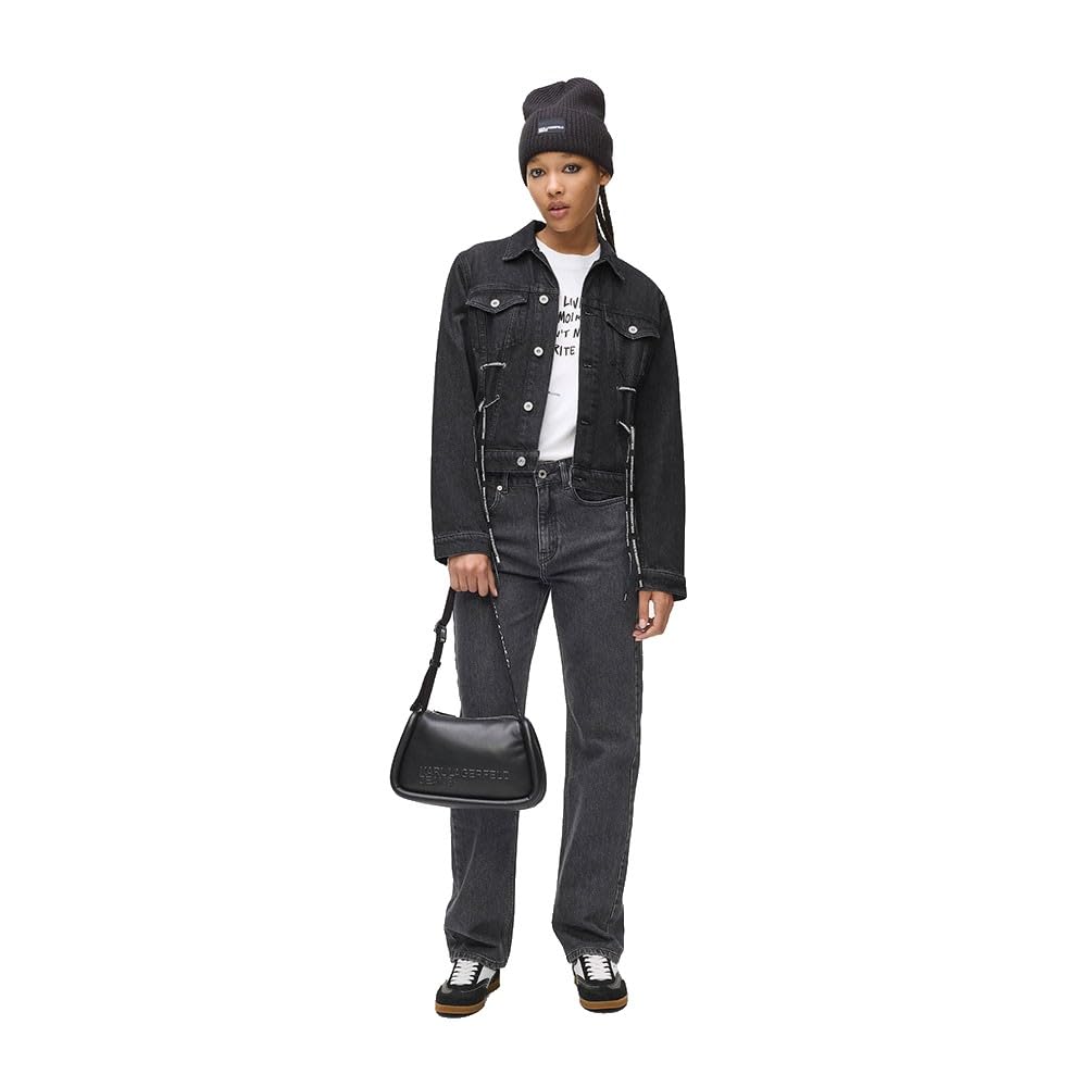 KARL LAGERFELD JEANS, Donna, Giacca In Denim Con Cravatta In Pizzo, Vestibilità Regolare