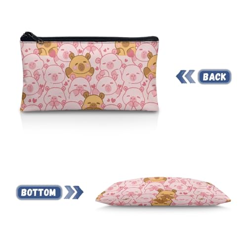 Image of Pink Capybara School Pencil Case Aesthetic Pencil Pouch for Preschool Wear Resistant Pen Organizer for Toddlers Lightweight Pen Holder for Girls