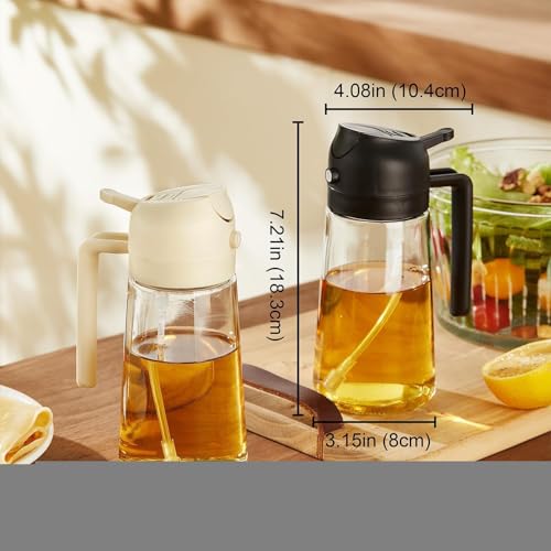 Image of Etekcity 16oz /470ml Olive Oil Sprayer for Cooking - 2 in 1 Olive Oil Dispenser for Kitchen Gadgets, Air Fryer, Salad, and BBQ - Green, Glass (MULTI 1)