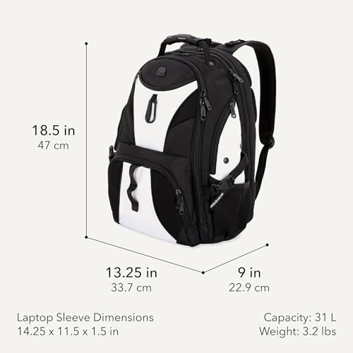 Image of SWISSGEAR 1900 ScanSmart Laptop Backpack, Fits Most 17-Inch Laptops, TSA-Friendly Lay-Flat Design, RFID Protection, and Tablet Pocket, Black, 31L, 18.5-Inch