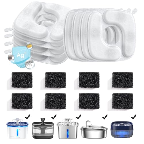 Veken Cat Water Fountain Filters, 8 Pack Replacement Filters & 8 ...