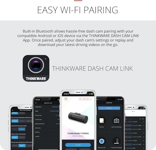 Thinkware F70 PRO Dash Cam Full 1080p Front Car Camera Dashcam, Wi-Fi, Bluetooth, Parking Mode, Includes 32GB SD Card - Image 3