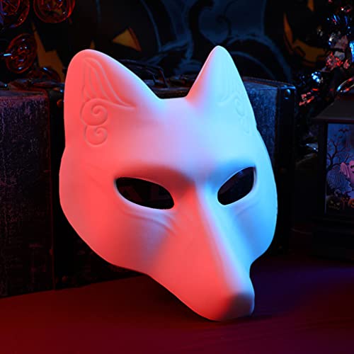 jojofuny White Fox Mask 2Pcs Pu Half Face Diy Animal Mask for Halloween Party Cosplay White Fox Crafting Costume for Masquerade and Costume Events - Image 3