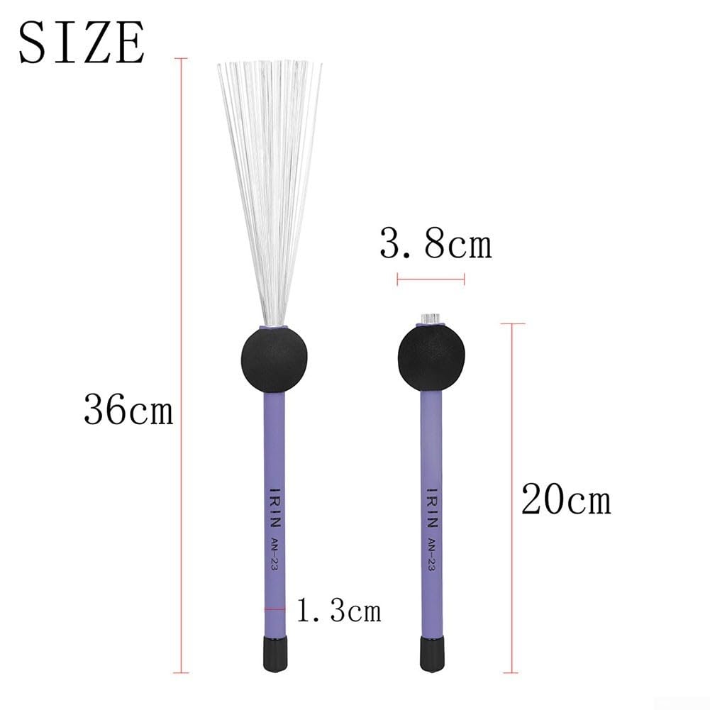Spazzole per batteria in filo di acciaio, ideali per esibizioni musicali soft AN 22, AN 23, AN 24 (AN23Purple)