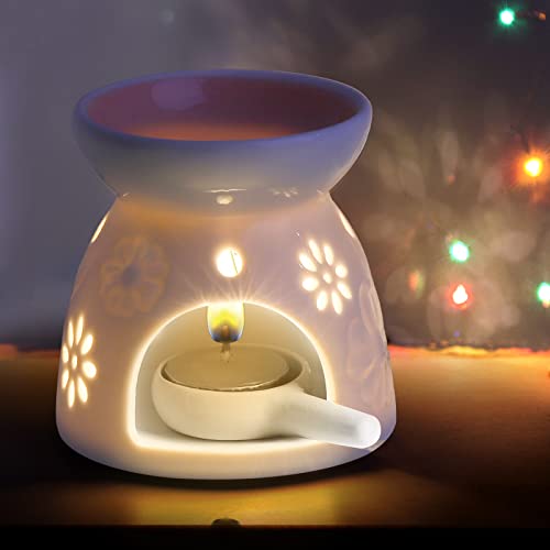 Yesland 3 Pack Ceramic Essential Oil Burner, Wax Melt Burners with Spoon Colored Tealight Candle Holder, Aromatherapy Aroma Burner for Home, Bedroom Decor, Christmas, Birthday, Wedding Gift by Yesland - Used condition - Image 5