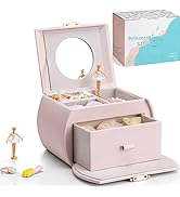 Vlando Spieluhr Schmuckkästchen Leder, Schmuckkästchen Mädchen mit Schubladen, Schmuckkästchen Ki...