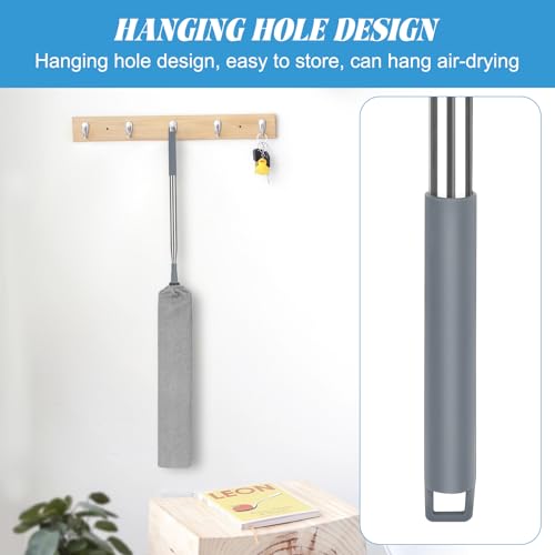 Image of Retractable Gap Dust Cleaner with 15-98 Inch Extension Pole, Flat Duster for Under Appliances and Furniture, Includes 2 Washable Microfiber Pads for High Ceilings and Hard to Reach Spaces