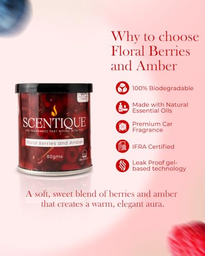 Image of Gel Based Car Air Freshener - Floral Berries & amber (80g) | Long Lasting Cup Holder Perfume Can | Strong Odor Eliminator | Automotive Interior Accessories;FBF