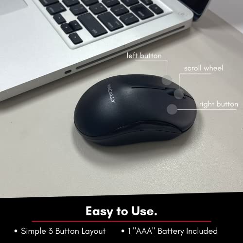 Macally 2.4G Cordless Mouse With Usb Receiver - Wireless Mouse For Laptop Desktop Windows Mac Macbook Pro Air Pc Notebook - Ergonomic Computer Mouse Wireless With Smooth Scroll Wheel Black #TOP5