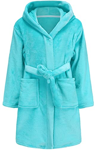 Image of Kids Hooded Bathrobe Girls Soft Plush Hooded Flannel Pajamas Sleepwear Boys Spa Robe