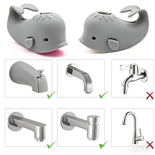 Image of Baby Bath Spout Cover, Silicone Faucet Protector for Kids - Soft Universal Tub Spout Guard, Prevent Bumps & Burns, Non-Slip Bath Safety Accessories for Infants Toddlers(Pink /Blue /Grey) (Grey)