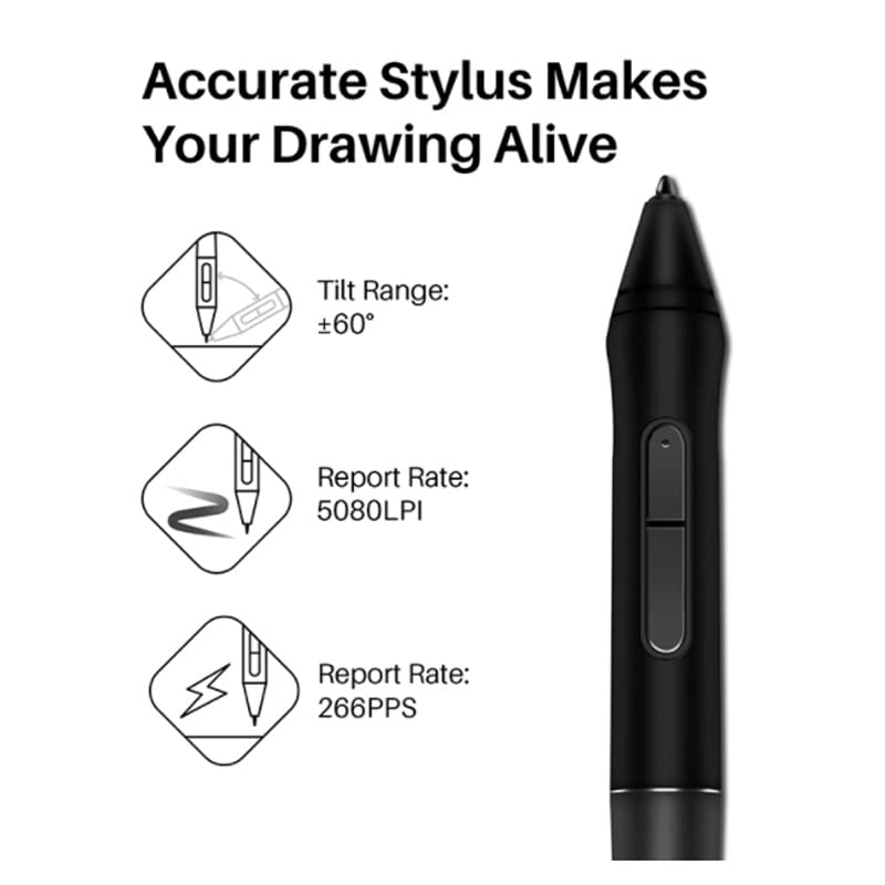 Tableta gráfica digital con dial para PC y Android, área activa de 10,5 x 6,56 pulgadas, sensibilidad a la presión de 8192 niveles, incluye lápiz PW500 sin batería, cable USB-C, receptor 2,4 GHz y adaptador OTG miniatura 5