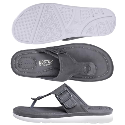 Image of DOCTOR EXTRA SOFT Womens Flat Memory Foam Slippers /Flip-Flops Fashion Stylish Casual Comfortable Diabetic Orthopedic Lightweight Synthetic Slip-On Sandals With Adjustable Buckle For Girls D-630