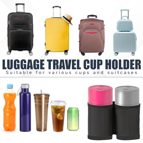 Image of Luggage Cup Holder Suitcases Cup Holder Luggage Drink Caddy Suitcase Beverage Cups Holders Travel Essentials for Flight Attendants Business Travelers, Black