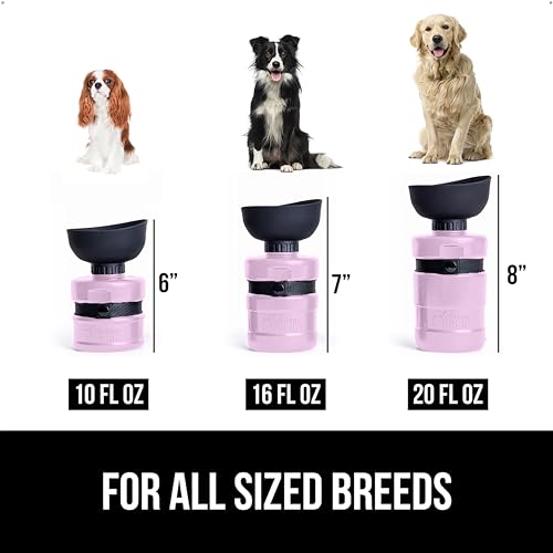 Image of GORILLA GRIP Dog Water Bottle, Portable Water Bowl Dispenser for Dogs, 12 oz Leak Proof Pet Travel Squeeze Bottles, Food Grade Silicone, to Go Puppy Essentials, Hiking Camping Trip Accessories, Pink