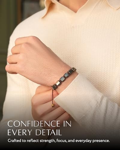Pulsera de piedra pirita para hombre RTZN ajustable miniatura 2