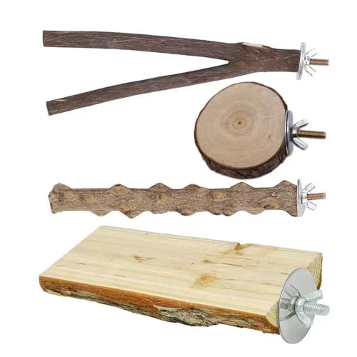 Image of 4PCS Bird Perches Parrot Stand Toys Platform Cage Accessories Paw Grinding Fork Branches Chewing Exercise Stick for Parakeets Cockatiels Conures Budgies Macaws Parrotlets Lovebirds Finches
