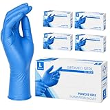 Gedikum Gants en nitrile non poudrés, sans latex, hypoallergéniques, pour aliments/médicaux, jetables, tailles S, M, L, XL (bleu/noir), lot de 1000 (bleu, L)