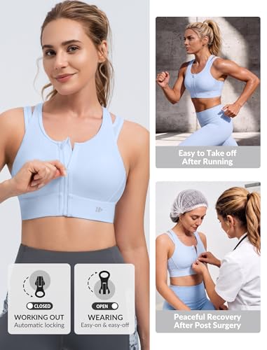 Image of Yvette Front Closure High Support Sports Bras for Women Double Straps Plus Size Sports Bra with Sewn in Pads