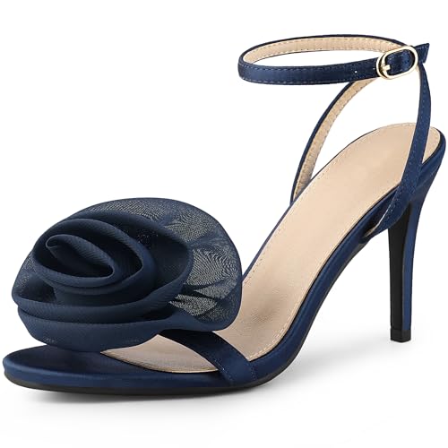 Perphy Flower Heels Satin Stiletto High Heel Sandals for Women