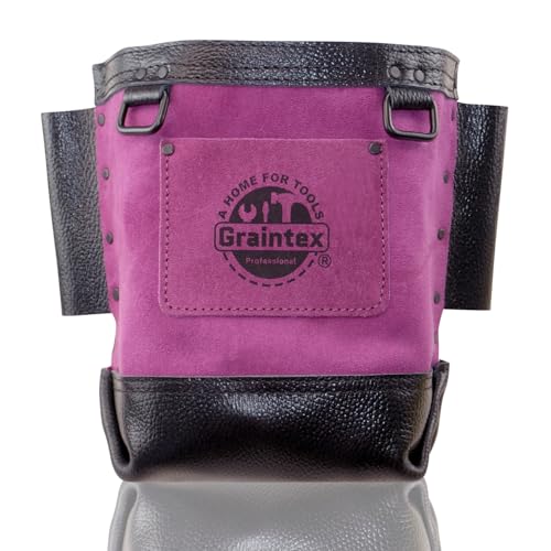 Graintex Bolsa de ferramentas de couro de camurça de qualidade premium de cor roxa, cinto de ferramentas para ferreiro, laços de pino de touro, ideal para uso pesado, sacos de parafuso para