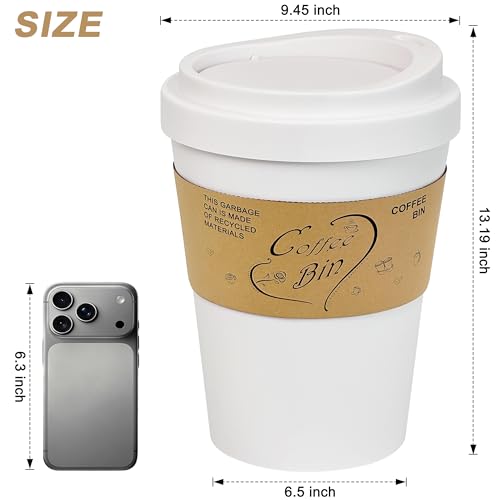Caneca de basura blanca con tapa abatible 3.4 gal miniatura 2