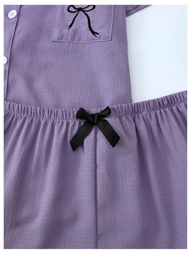 Image of Verdusa Pajamas For Women Set 2 Piece Summer Pajama Sets Cute Pjs Lounge Matching Button Shirt with Shorts