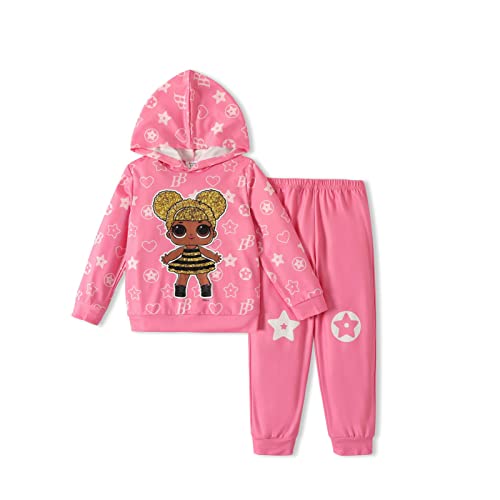 L.o.l. Surprise! Girls Clothes Hoodie And Pant Long Sleeve Stars Print Sweatshirt Leggings Girls Outfits Sets 2Pcs Pink 11-12 Years #TOP14