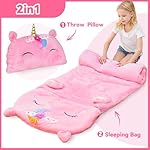 iPlay, iLearn Kids Unicorn Sleeping Bag, Toddler Girl Nap Mat, Plush Animal Slumber Bag 2 In 1 Pink Pillow Daycare Preschool Kindergarten Birthday Gift Travel Sleepover 3 4 5 6 7 8 10 12 Yr Child Teen - Image 4