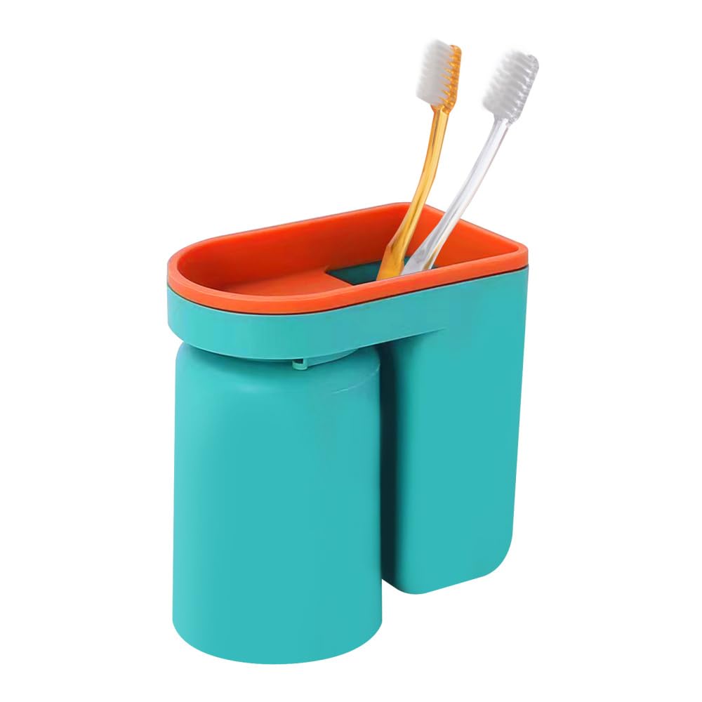 Toothbrush Holder,Stick-on Wall Mounted Toothpaste Holders with Toothbrush Cup& Drainage Holes for Bathroom Toothbrushs Toothpaste（Toothbrush not include）