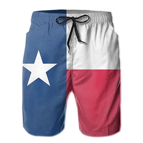 Mens Lone Star Texas Flag Swim Trunks Beach Board Shorts Quick Dry Bathing Suits Holiday Shorts