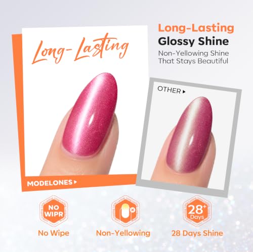 Image of modelones Cat Eye Gel Top Coat Clear Magnetic No Wipe Glossy 15ML