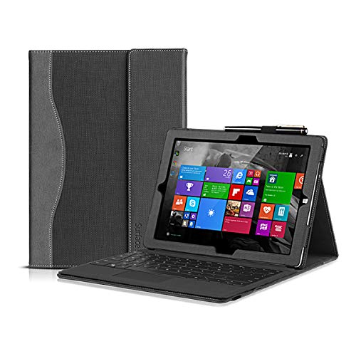 Forubar Laptop Protective Case for Microsoft Surface Pro 7 / Pro 6 / Pro 3 / Pro 5 / Pro 4 12.3 inch, PU Leather Cover All-in-one Fall Prevention (for Surface pro 3/4/5/6/7, Grey)