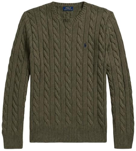 Image of POLO RALPH LAUREN Cable-Knit Cotton Sweater, Rl Olive Green, XXL