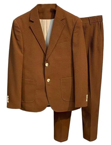Costume Homme Gaufré Veste Revers Cranté Pantalon Ajusté Chic Noir
