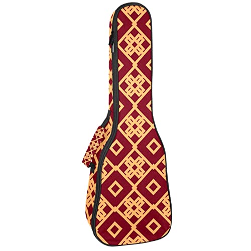 Sac de transport pour ukulélé ténor et concert rouge brique géométrique