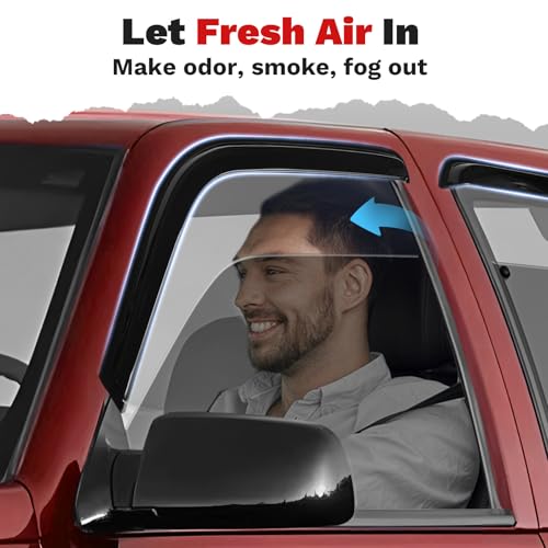 Image of Canvcle Window Visors Rain Guards for 1988-1999 Chevy /GMC C /K1500 2500 3500 Extended Cab Accessories, Outside-Mount Tape-On Side Window Wind Deflectors Vent Visors Shades Rainproof 4PCS