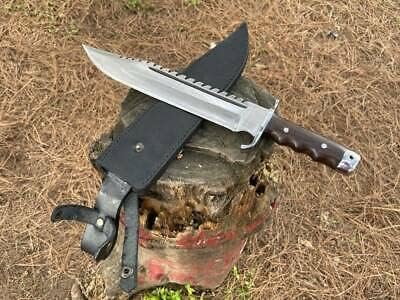 Handmade D2 Stainless Steel Rambo Hunting Bowie knife, hand forged Camping Survival knives With Leather Sheath Best Gift For Him