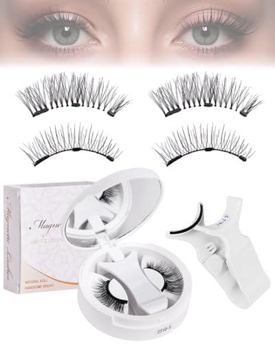 CULEB 1 Par Pestañas Postizas Magneticas,Pestañas Magnetica Riutilizzabili sin Delineador Ojos,Pestaña Magnetica Naturales con Aplicador,No Requiere Pegamento,Fácil Usar,con Caja de Regalo(CT10-5)