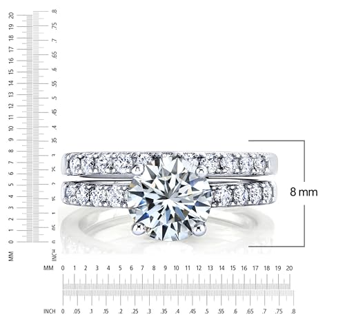 Metal Masters Co. 2.25Ct Round Moissanite 18K White Gold Over Silver Under Halo Bridal Set Wedding Engagement Ring Set4