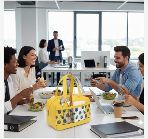 Image of Insulated Lunch Bag Leakproof Tote for Work, School, Travel, and Picnics Perfect for Women and Men(Black) Nylon, 16.2 Liters (Yellow)