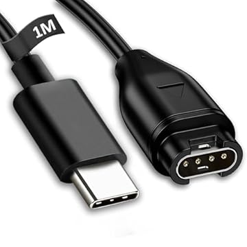 HAOZHI Cabo Carregador Compatível para Garmin Fenix 8 E 7 7S 7X 6 6X 6S Pro 5 5S 5X Plus,Forerunner 55 165 965 955 265 255 245,Approach S62,Vivoactive 6 5 4,Venu 3 3S Sq 2,Instinct 2X (Tipo C-Preto)