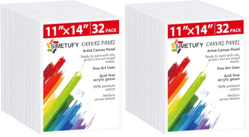 Image of 64 Pack 11 x 14 Inch Canvas Boards for Painting Pre-Primed Paint Canvas for Acrylic, Oil, Watercolor, Gouache, Art Supplies for Kids &Adults, Beginners & Artists