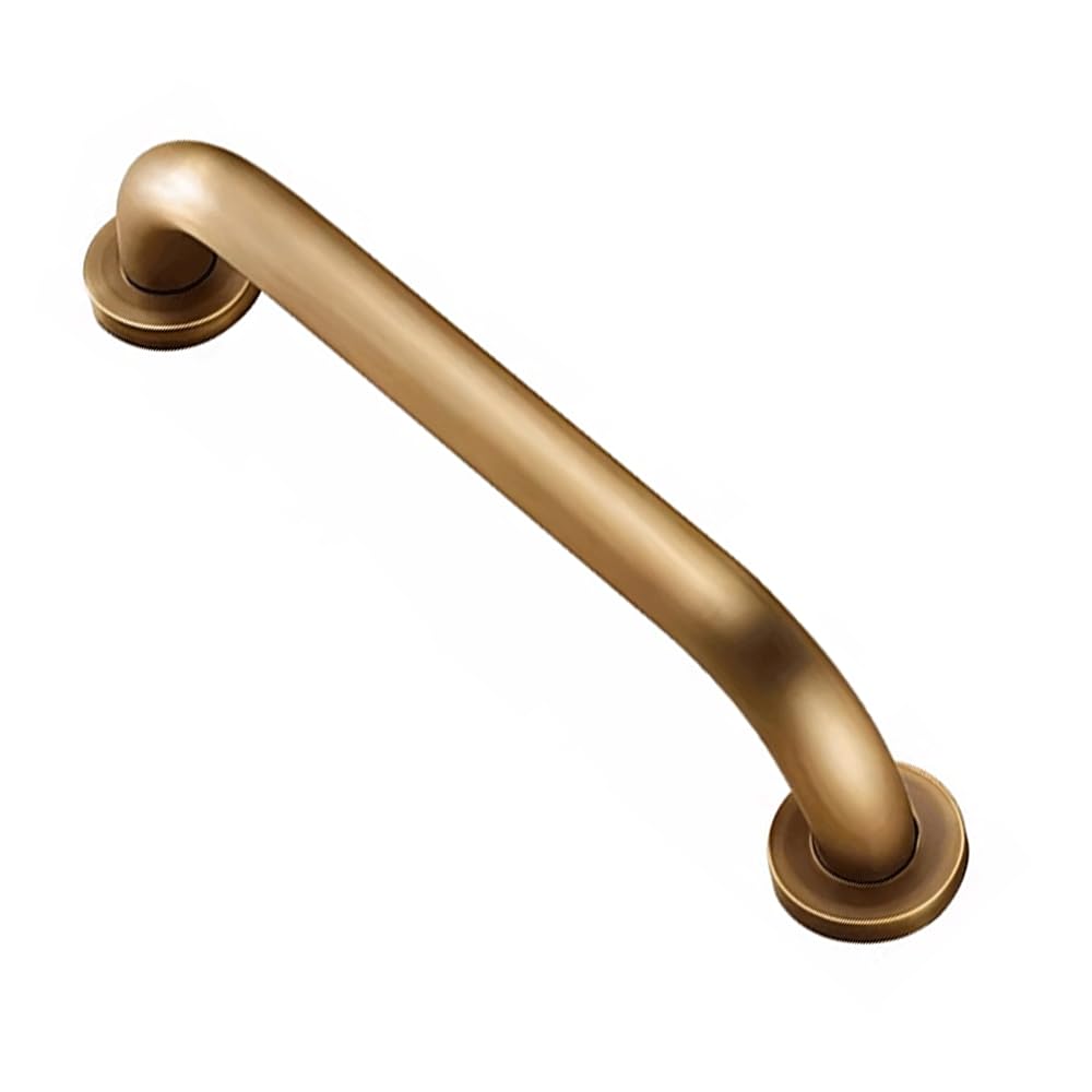 Haltegriff aus Messing für die Dusche,rutschfester Haltegriff Gold für mehr Sicherheit Badezimmer,stabiler Handlauf für Senioren und Menschen Behinderung,Armlehnen Hal(Size:25-Inch,Color:Antik-Finish)