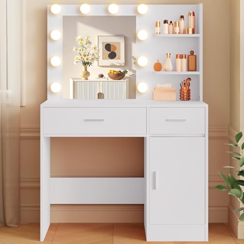 Boahaus Lighted Makeup Vanity Desk with Mirror