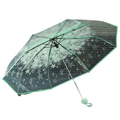 LQHYDMS Paraguas Paraguas Transparentes, Paraguas Transparentes, Flores De Paraguas Transparentes, Paraguas De Sol Transparentes-Verde