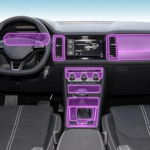 Anti-rayures console Skoda Kodiaq film TPU de protection transmission