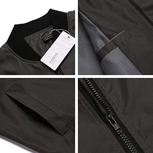 Coofandy Mens Bomber Jacket Classic Slim Fit Zipper Sportswear Jacket Light Coat #TOP4