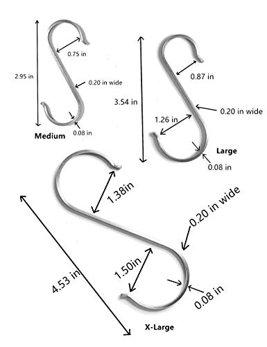 Yeavs 16 Pack Upgrade Flat S Shaped Hooks, Heavy Duty Sus304 Stainless Steel S Hook, Utility Hooks For Outdoor Storage(X-Large) #TOP1